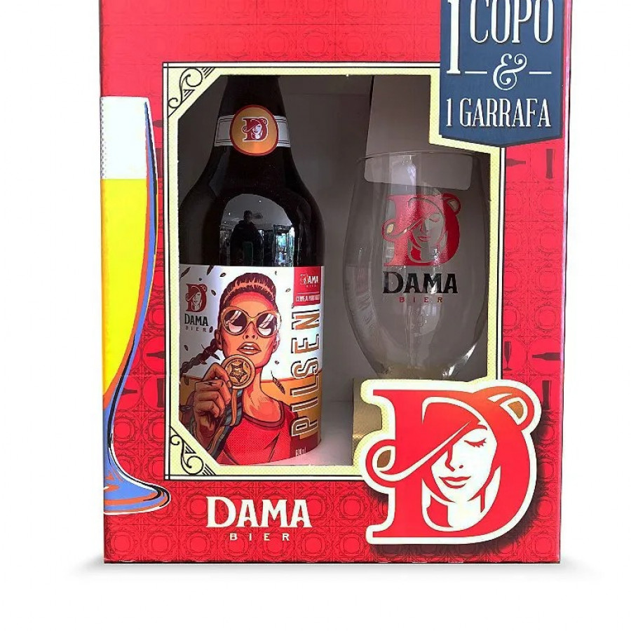 KIT PRESENTE CERVEJA DAMA PILSEN 600ML + TAÇA